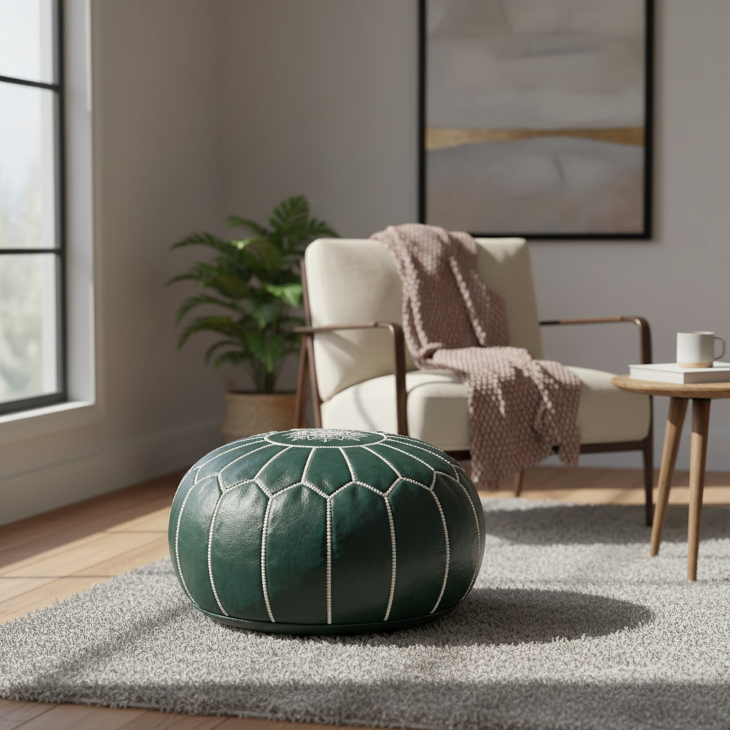 handmade moroccan leather pouf ottoman