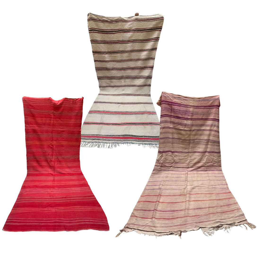 Antique Kilim Rugs Set of 3 – Moroccan Striped Flatweave