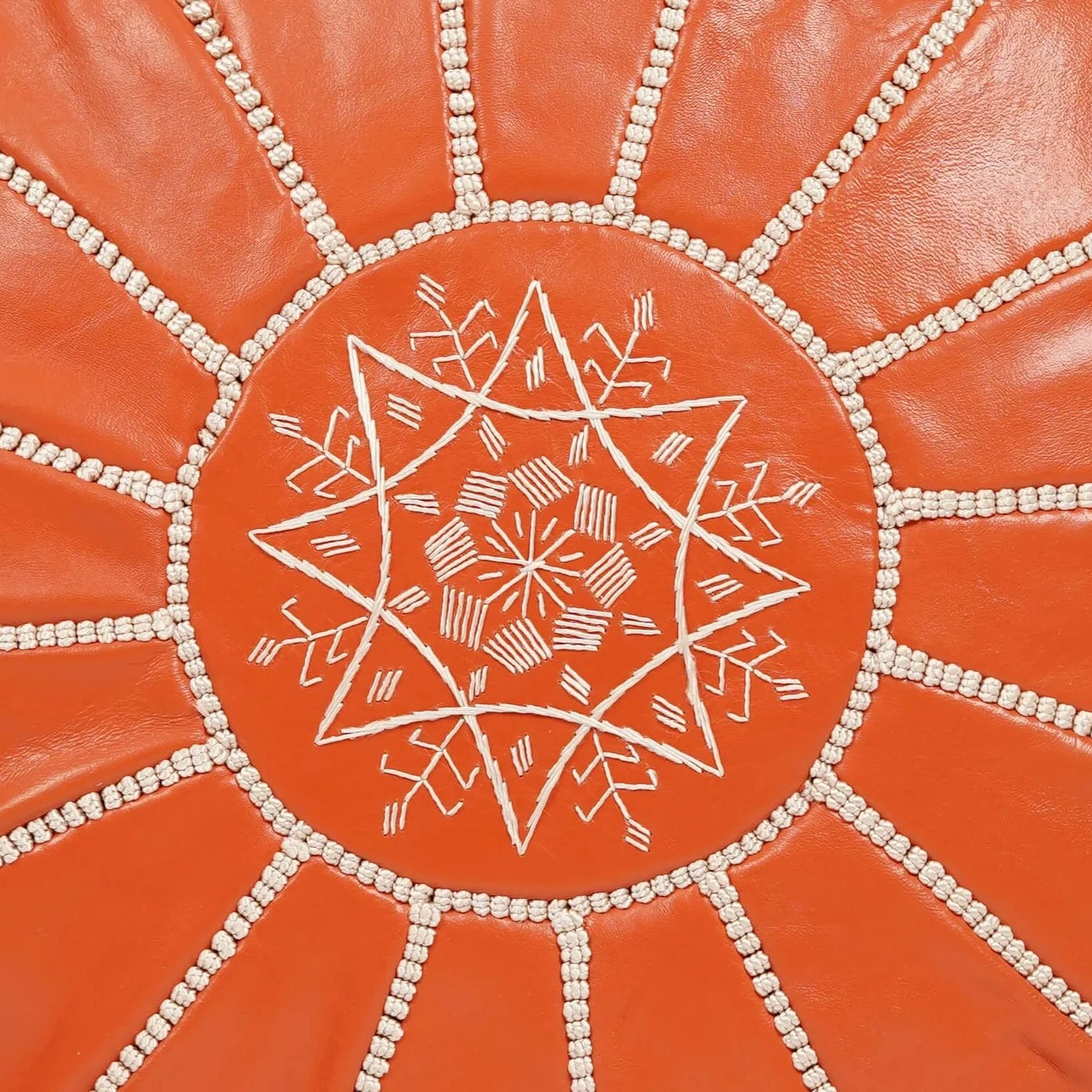 Artisan Orange Moroccan Pouf – Perfect For Colorful Decor