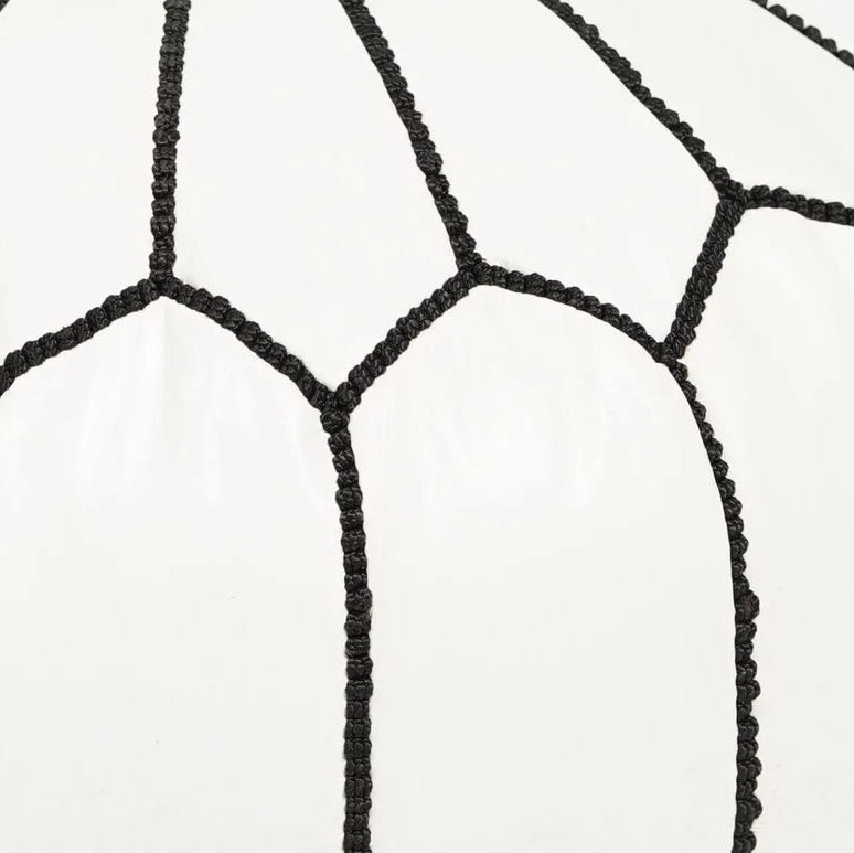Elegant White Moroccan Leather Pouf – Handcrafted & Chic
