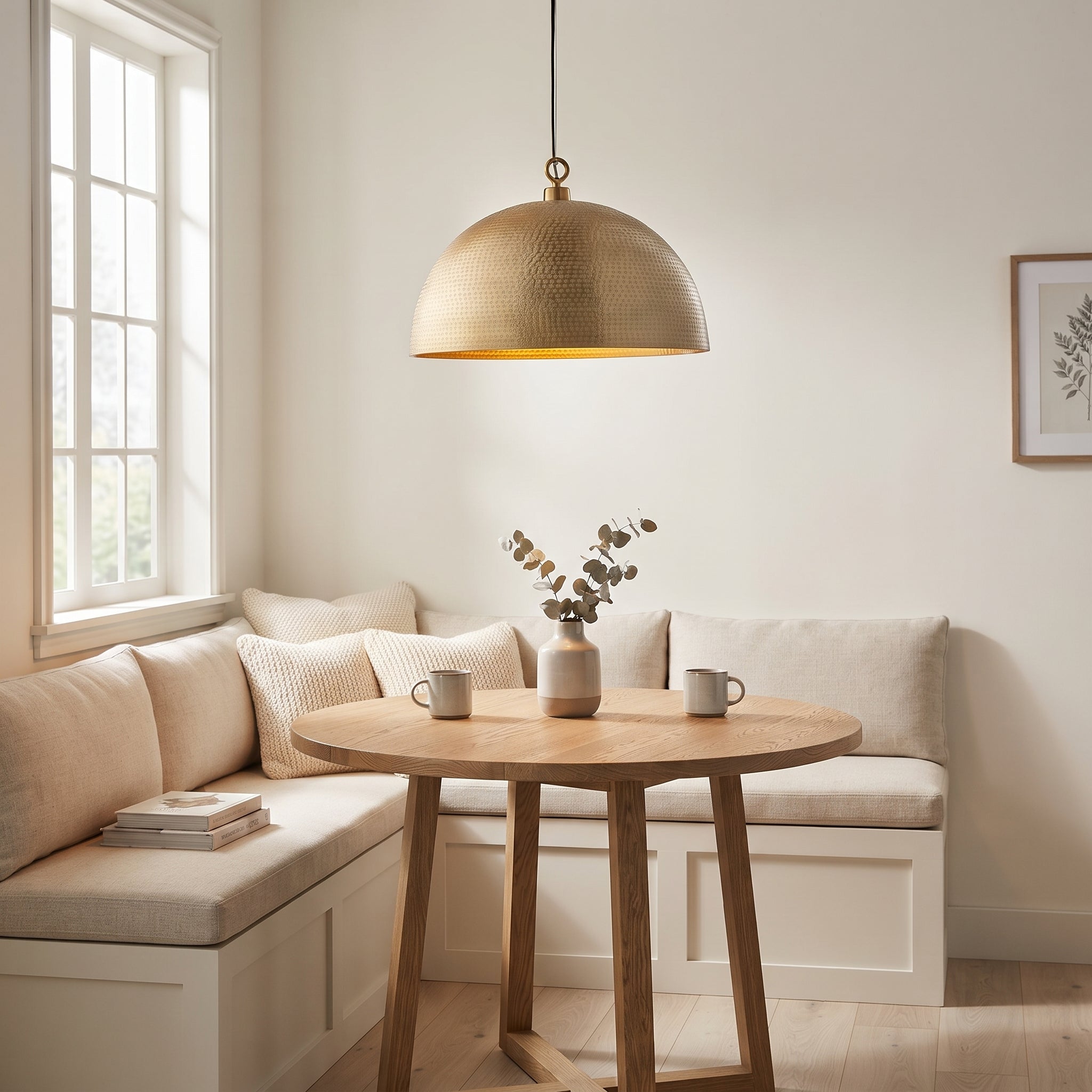 Hammered Brass Dome Pendant Light