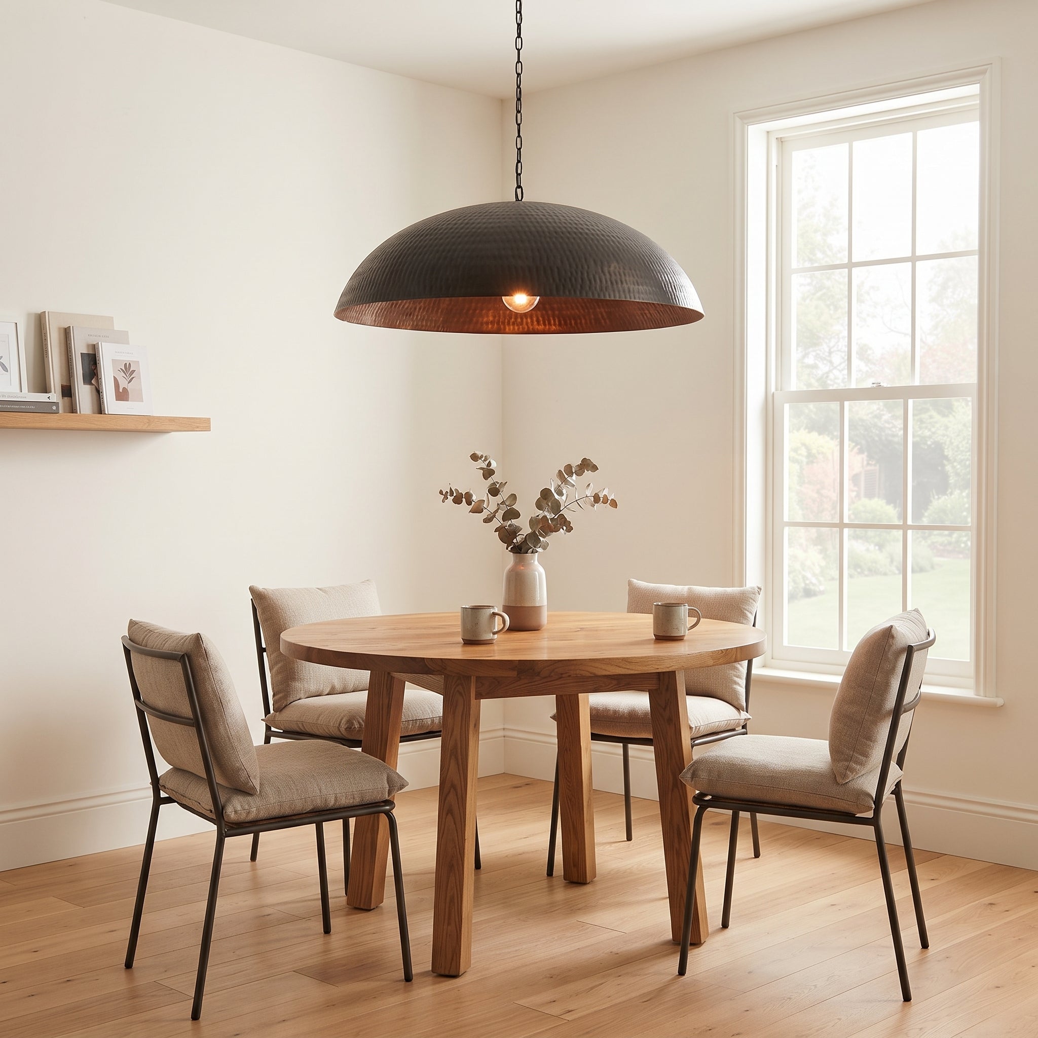 Black Hammered Copper Dome Pendant Light