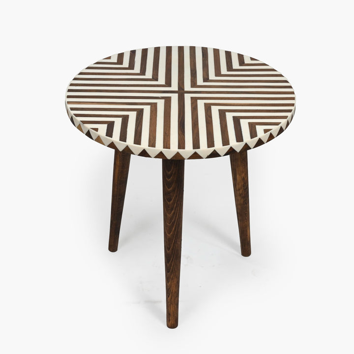 Brown Moroccan wood and resin side table handcrafted in Marrakesh