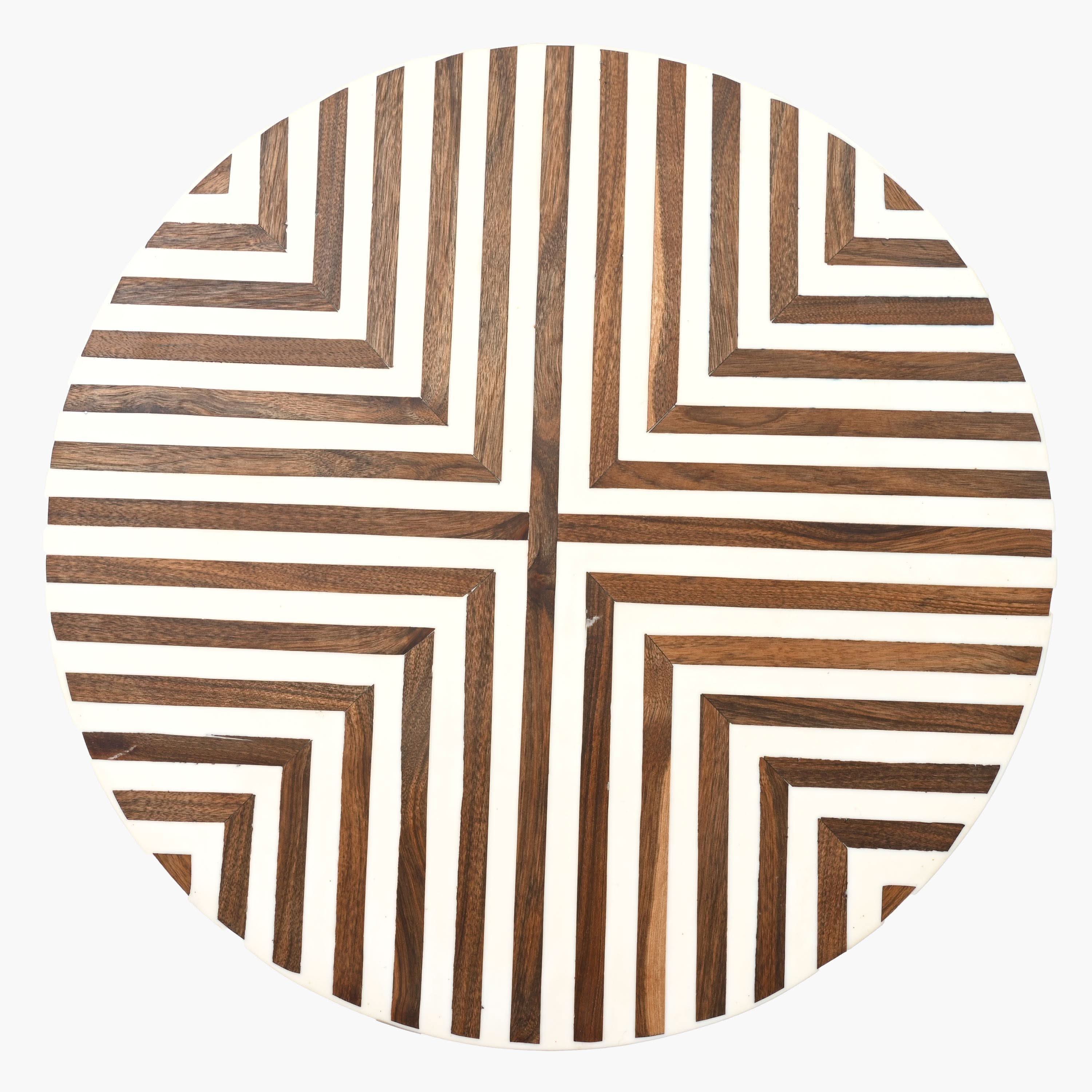 Handcrafted brown Moroccan wood and resin side table detail
