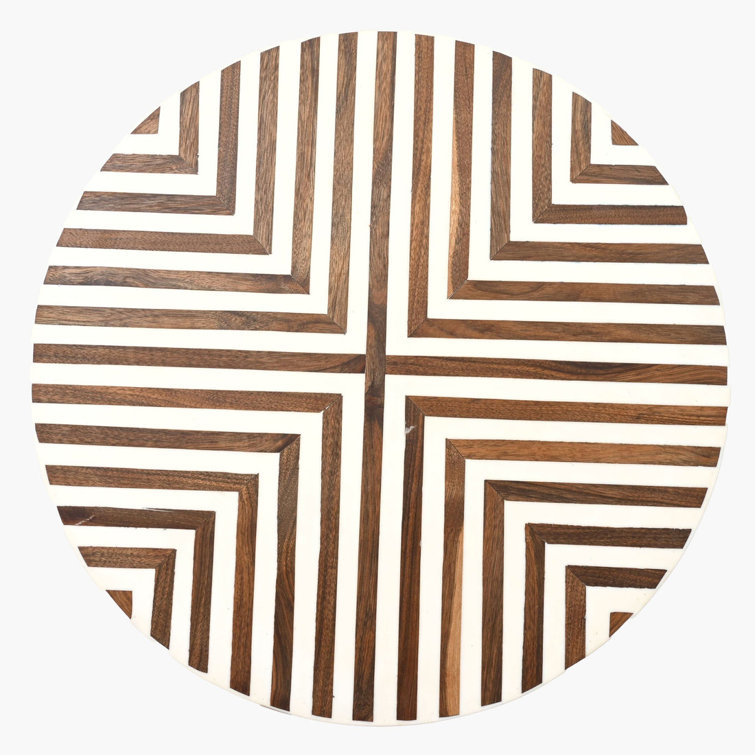 Handcrafted brown Moroccan wood and resin side table detail