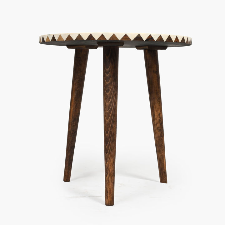Handcrafted Moroccan brown wood and resin accent table