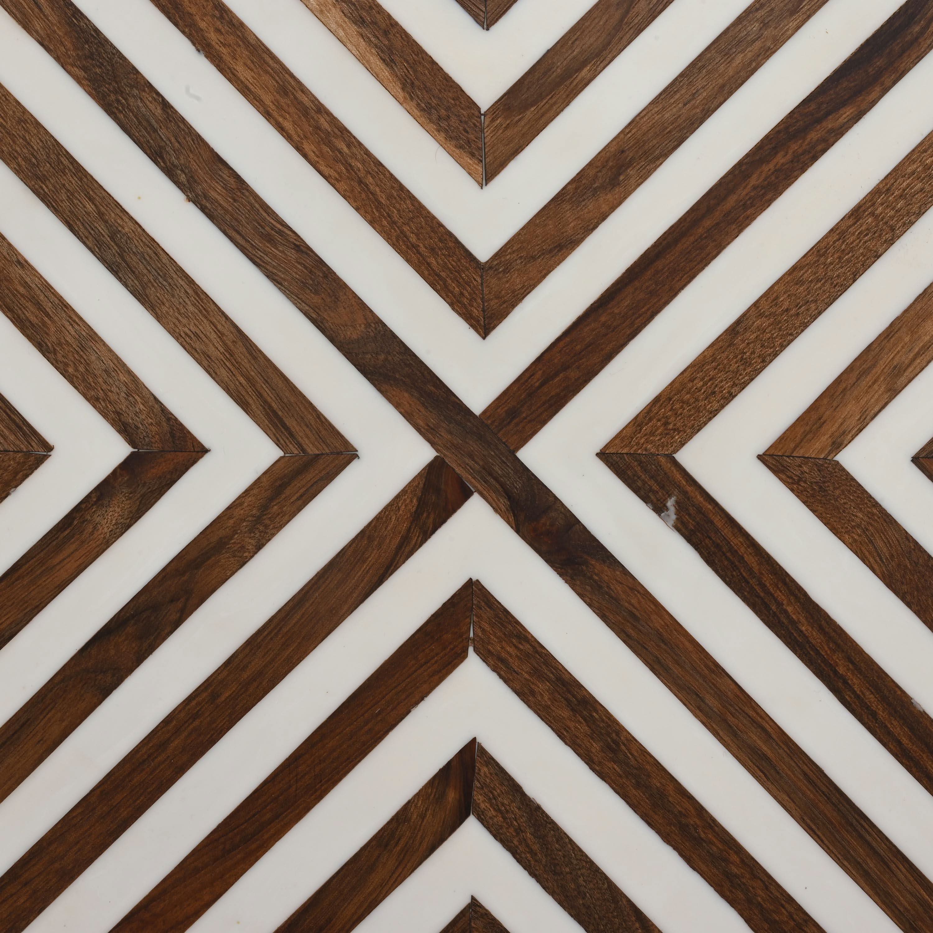 Brown wood and resin Moroccan side table artisan detail