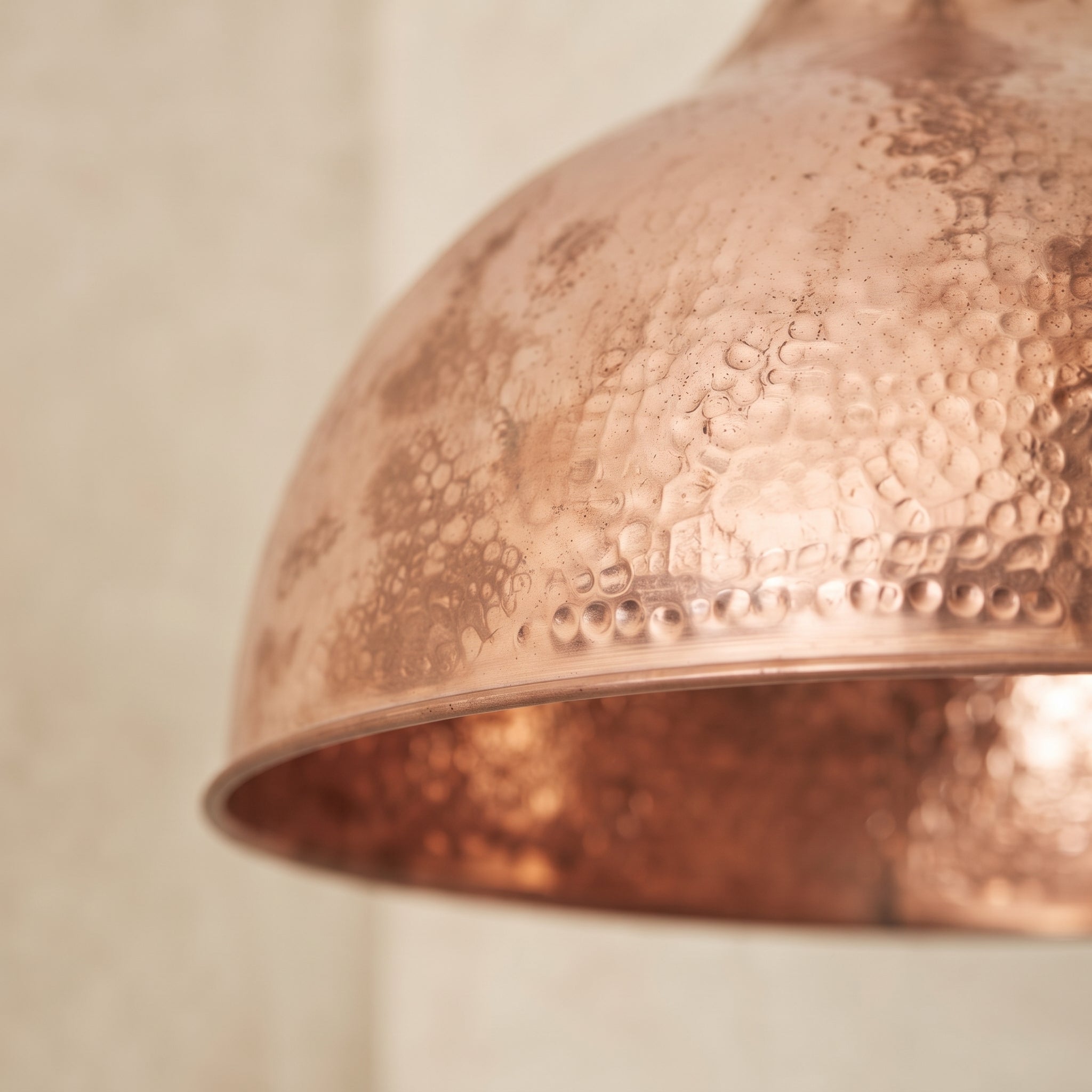 Hammered Copper Bell Pendant Light