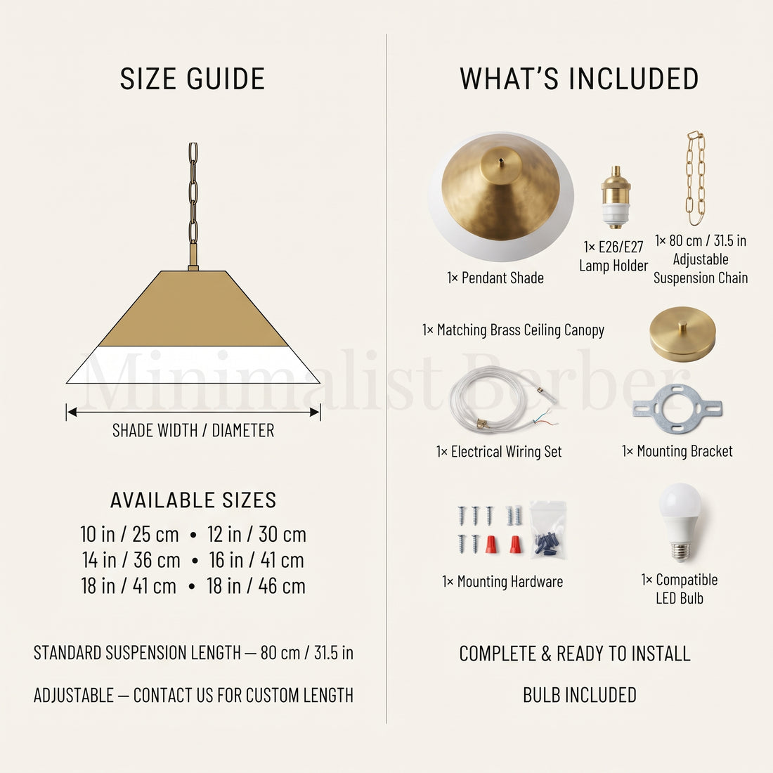 Two-Tone Handmade Brass Dome Pendant Light