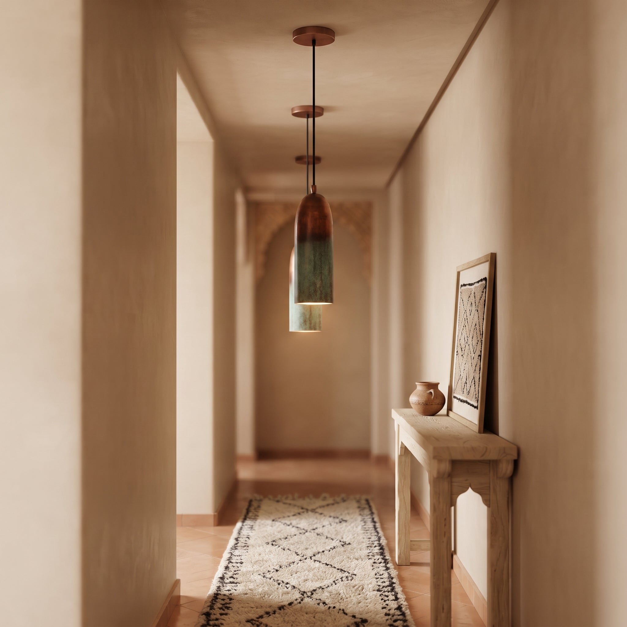 Handmade Oxidized Copper Pendant Light