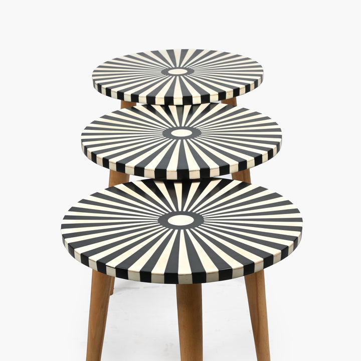 Handcrafted dark Moroccan wood and resin side table