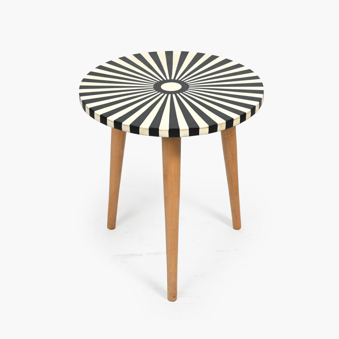Dark Moroccan wood and resin side table handcrafted in Marrakesh