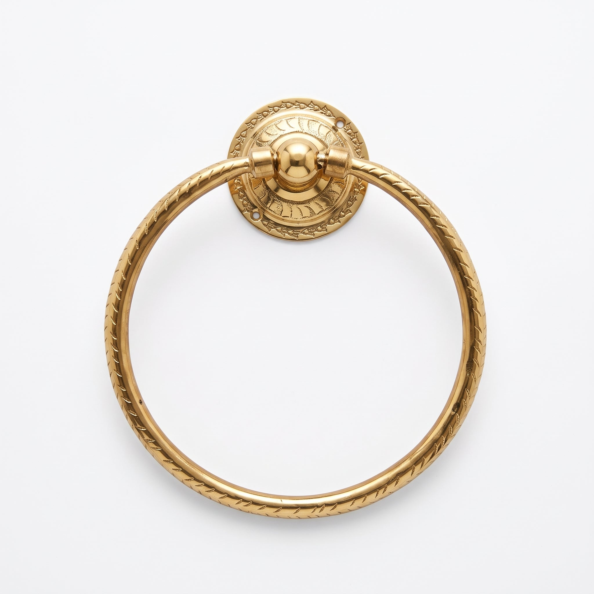 Hand-Engraved Brass Towel Ring – 8 Inch