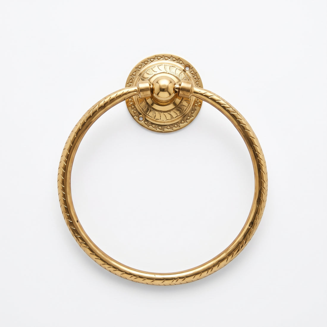 Hand-Engraved Brass Towel Ring – 8 Inch