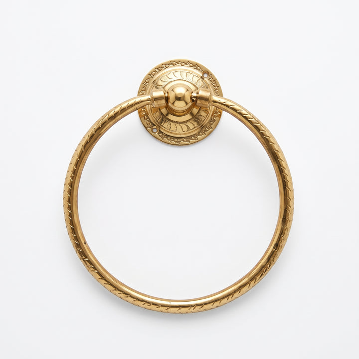 Hand-Engraved Brass Towel Ring – 8 Inch