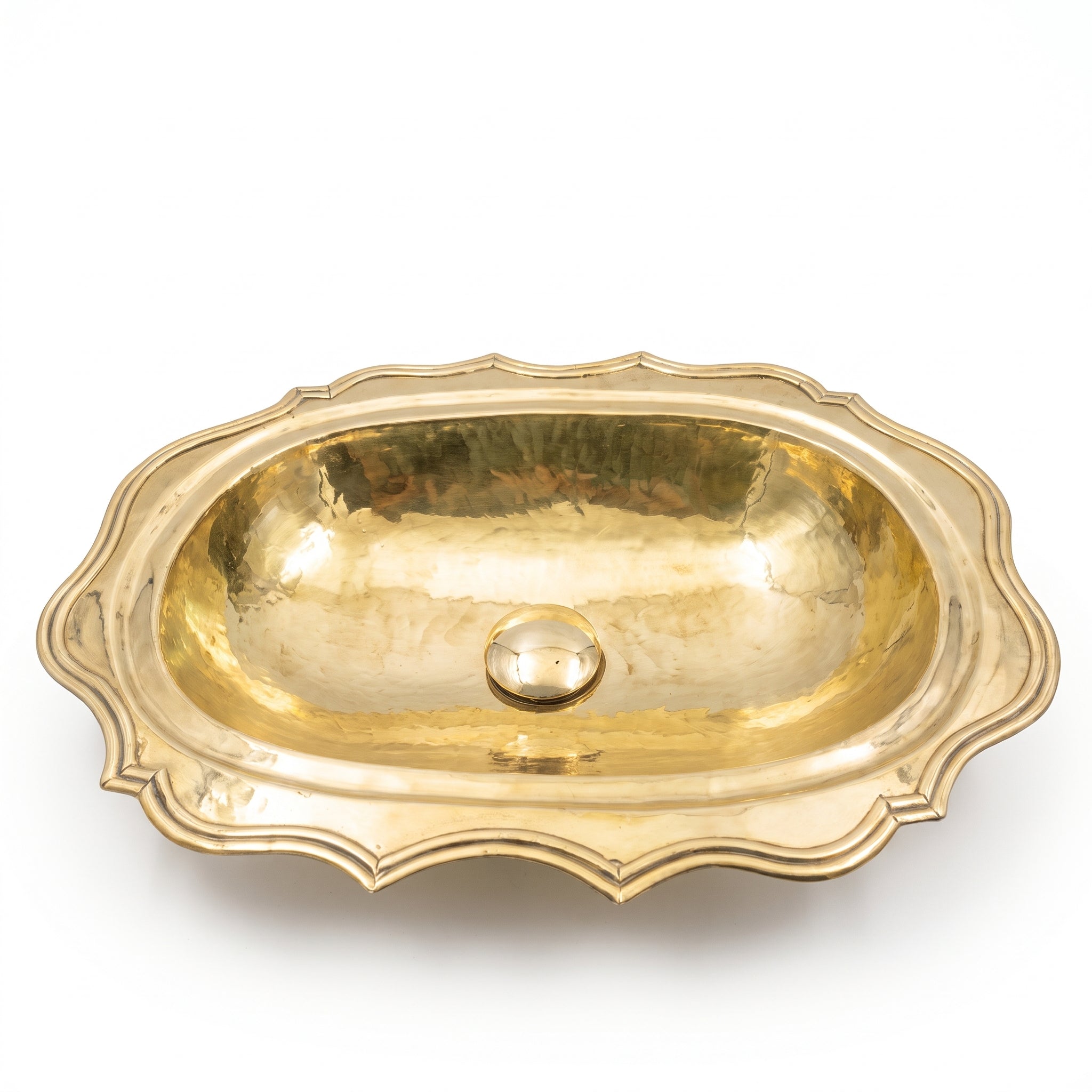 Scalloped Hammered Brass Bathroom Sink