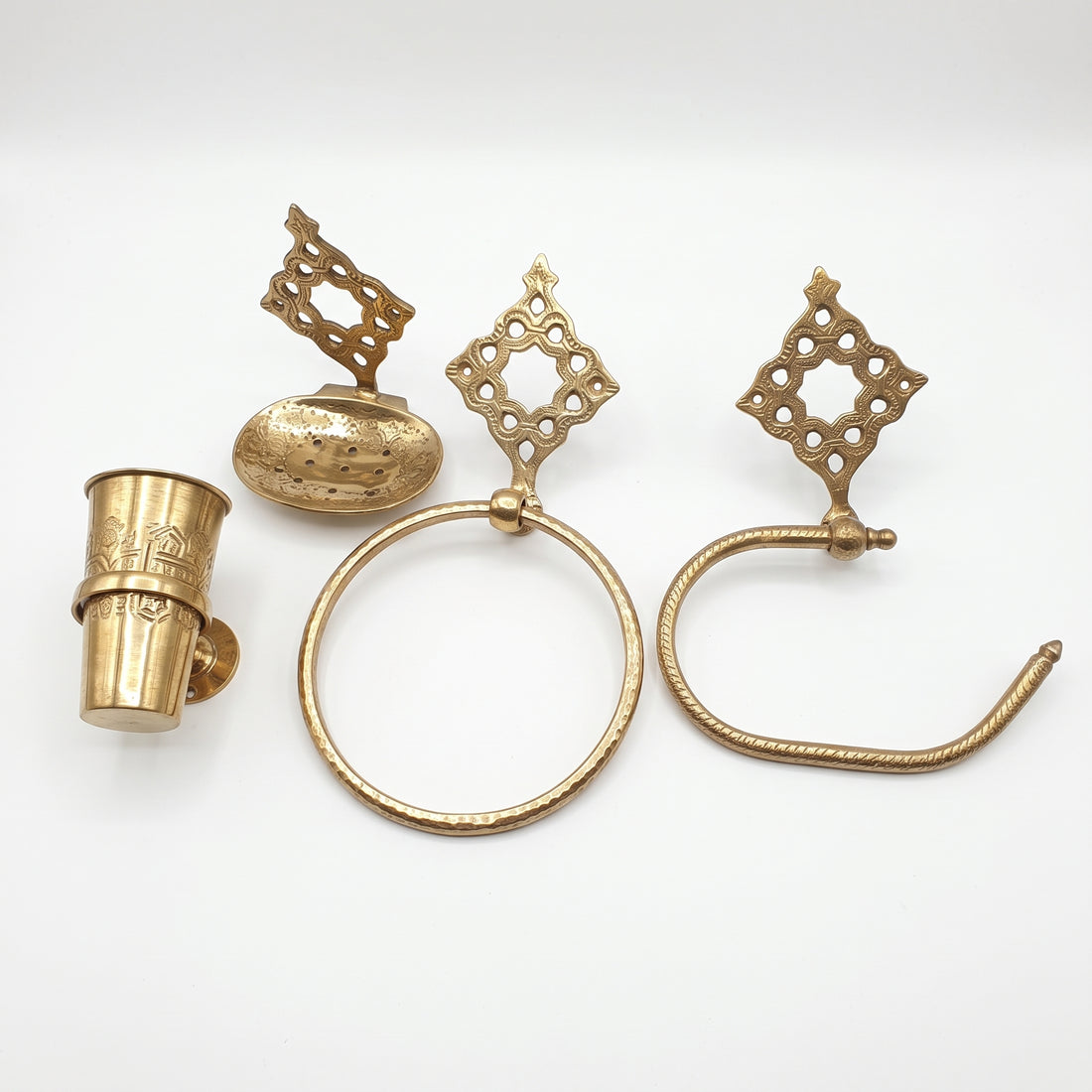 Set of 3 Brass Bathroom Accessories