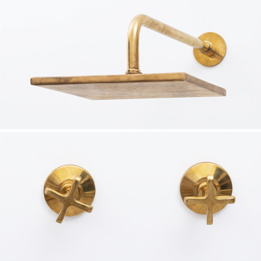 Unlacquered Brass Square Rain Shower System