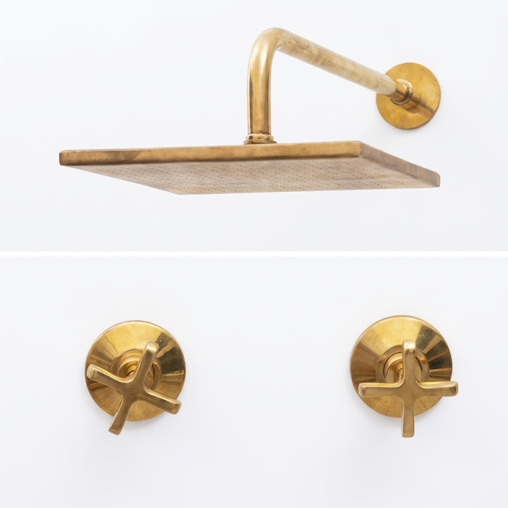 Unlacquered Brass Square Rain Shower System