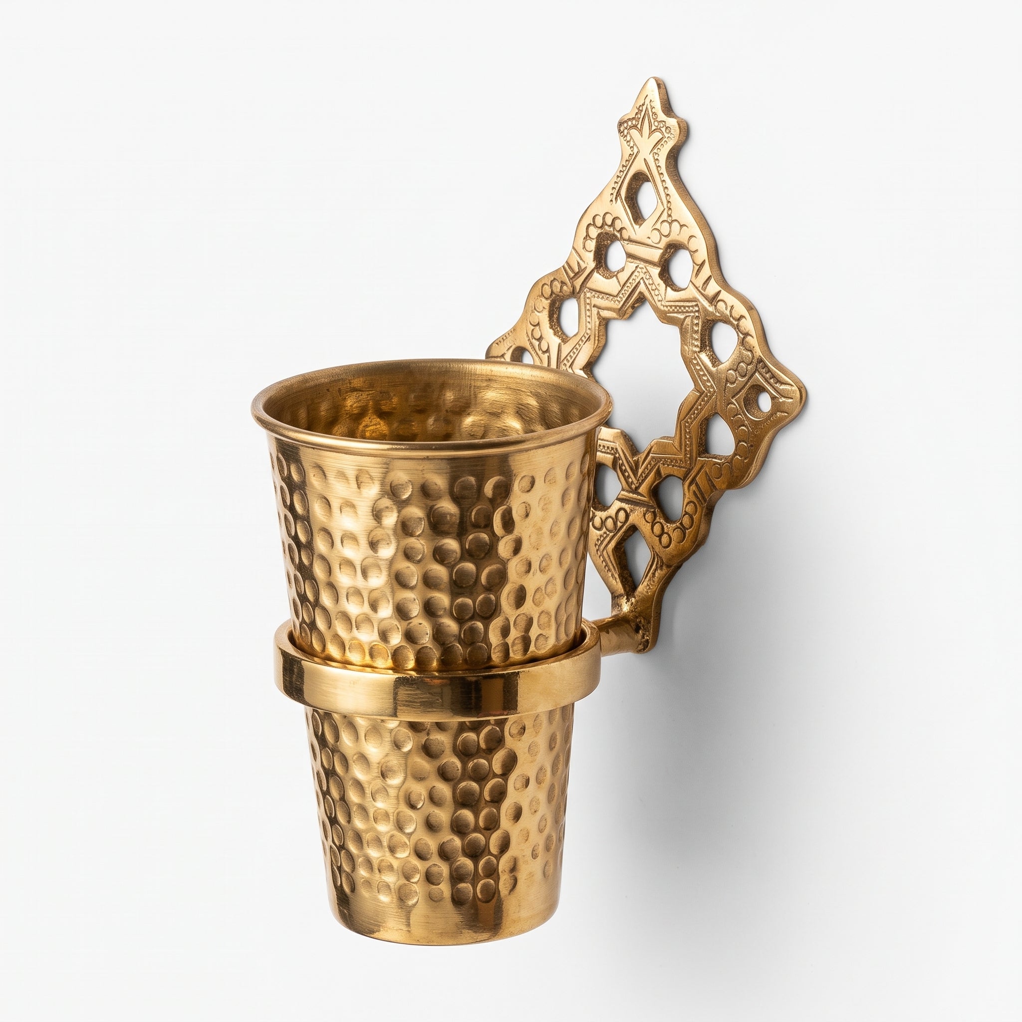 Handmade Brass Wall Toothbrush & Cup Holder