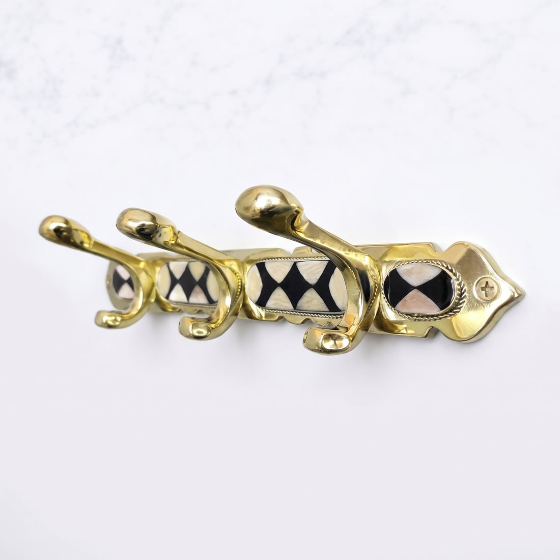 Handmade Brass Wall Hook with Inlay