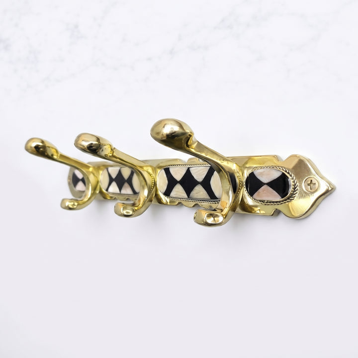 Handmade Brass Wall Hook with Inlay