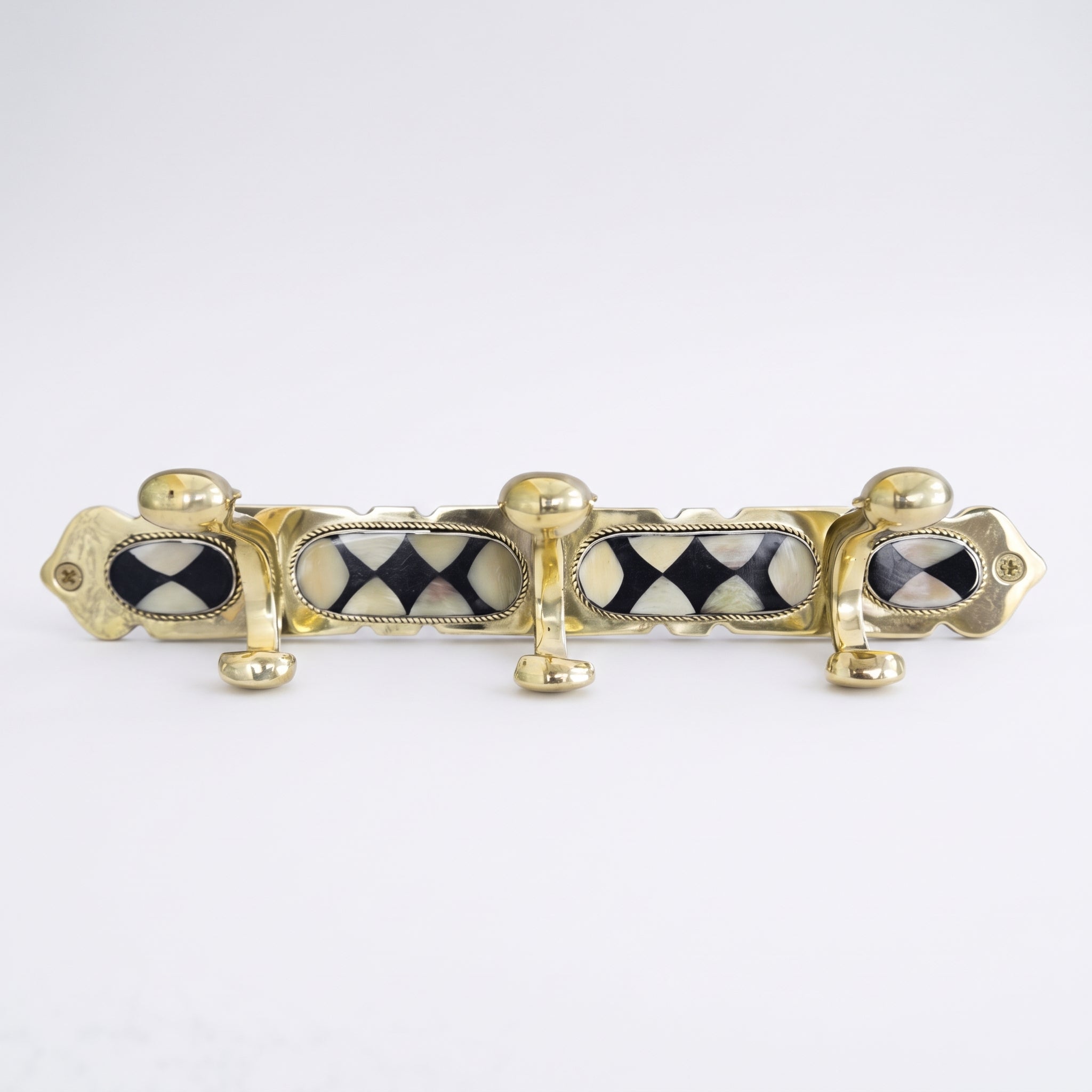 Handmade Brass Wall Hook with Inlay