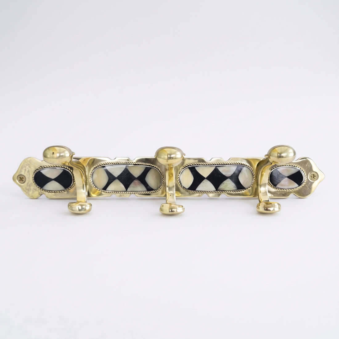 Handmade Brass Wall Hook with Inlay