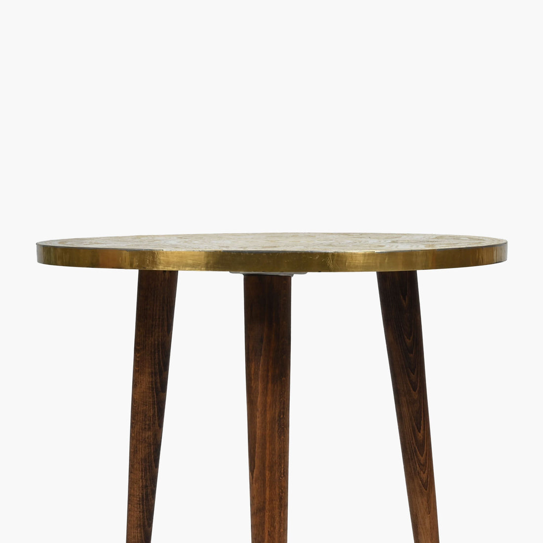 Moroccan copper and wood accent side table artisan design