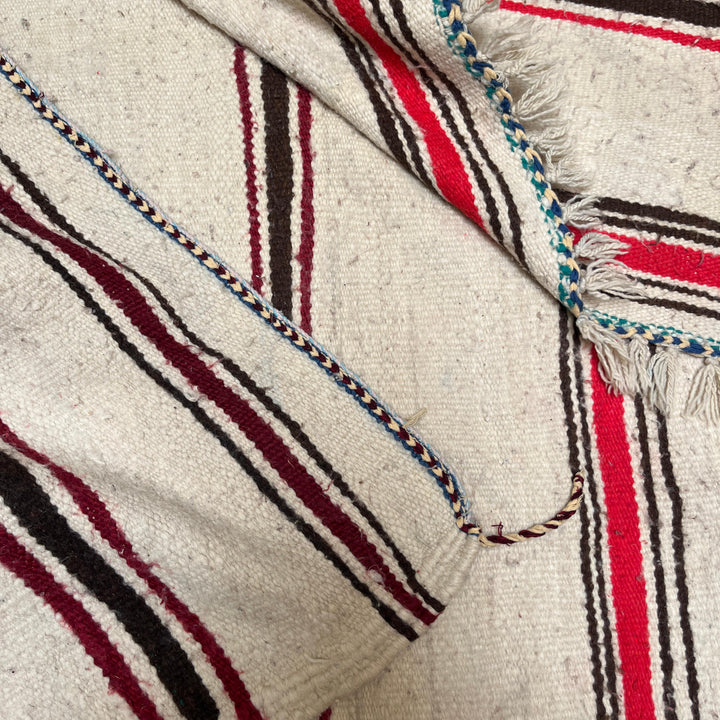 Authentic Handwoven Berber Kilim Rug - Minimalist Striped Design - 10.9 x 5.5 ft