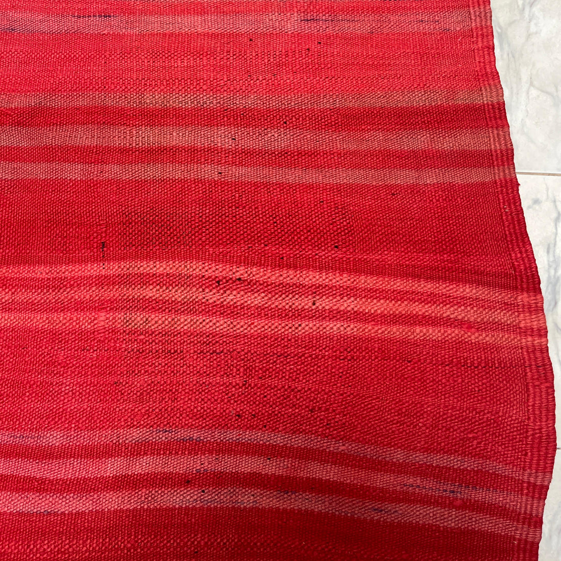 Bold Crimson Red Kilim Rug - Handwoven Moroccan Flatweave - 11.2 x 5.3 ft