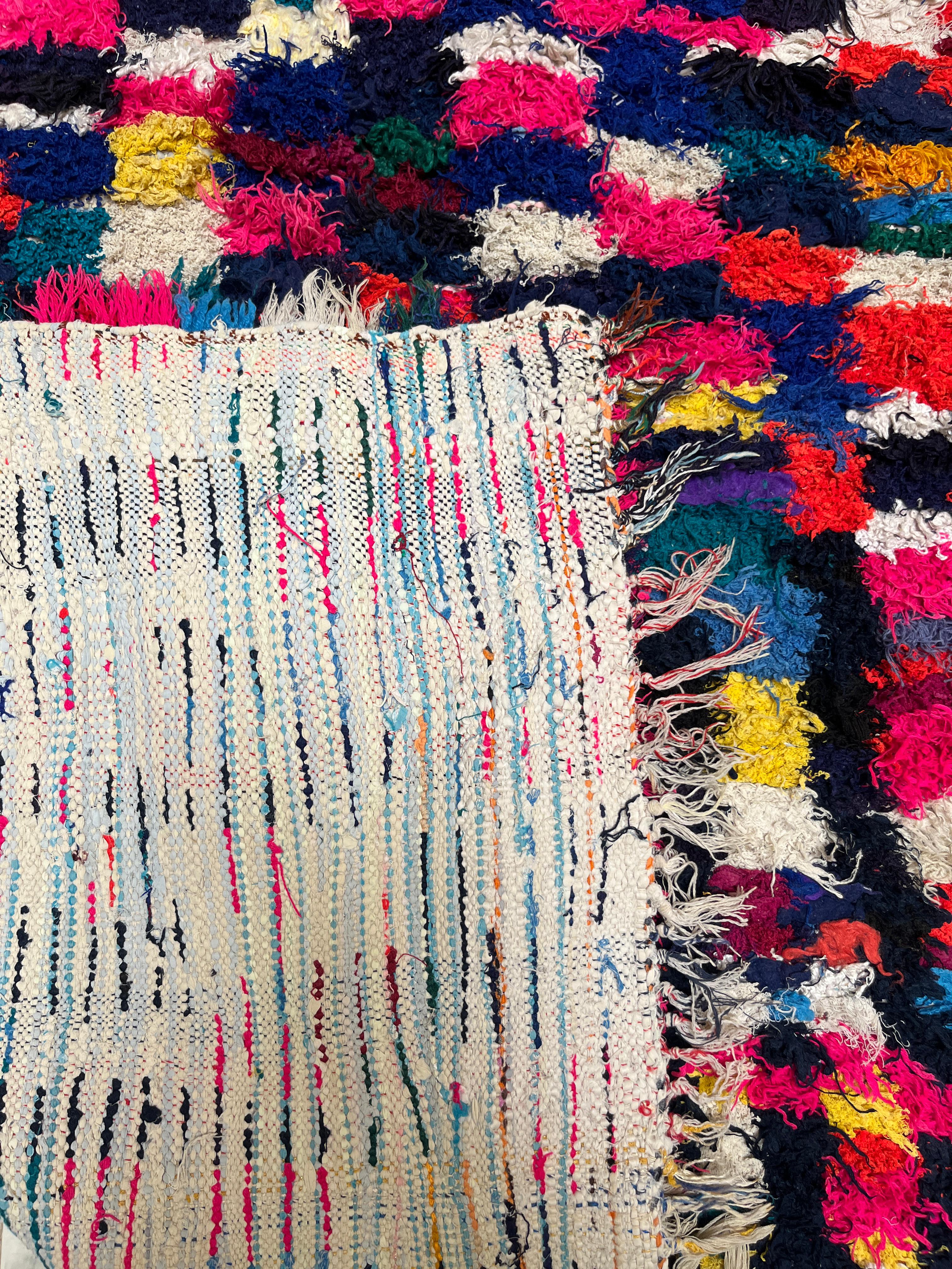 Vibrant Boucherouite Colorful Rug - Handwoven Moroccan Rag Rug - 7 x 5 ft