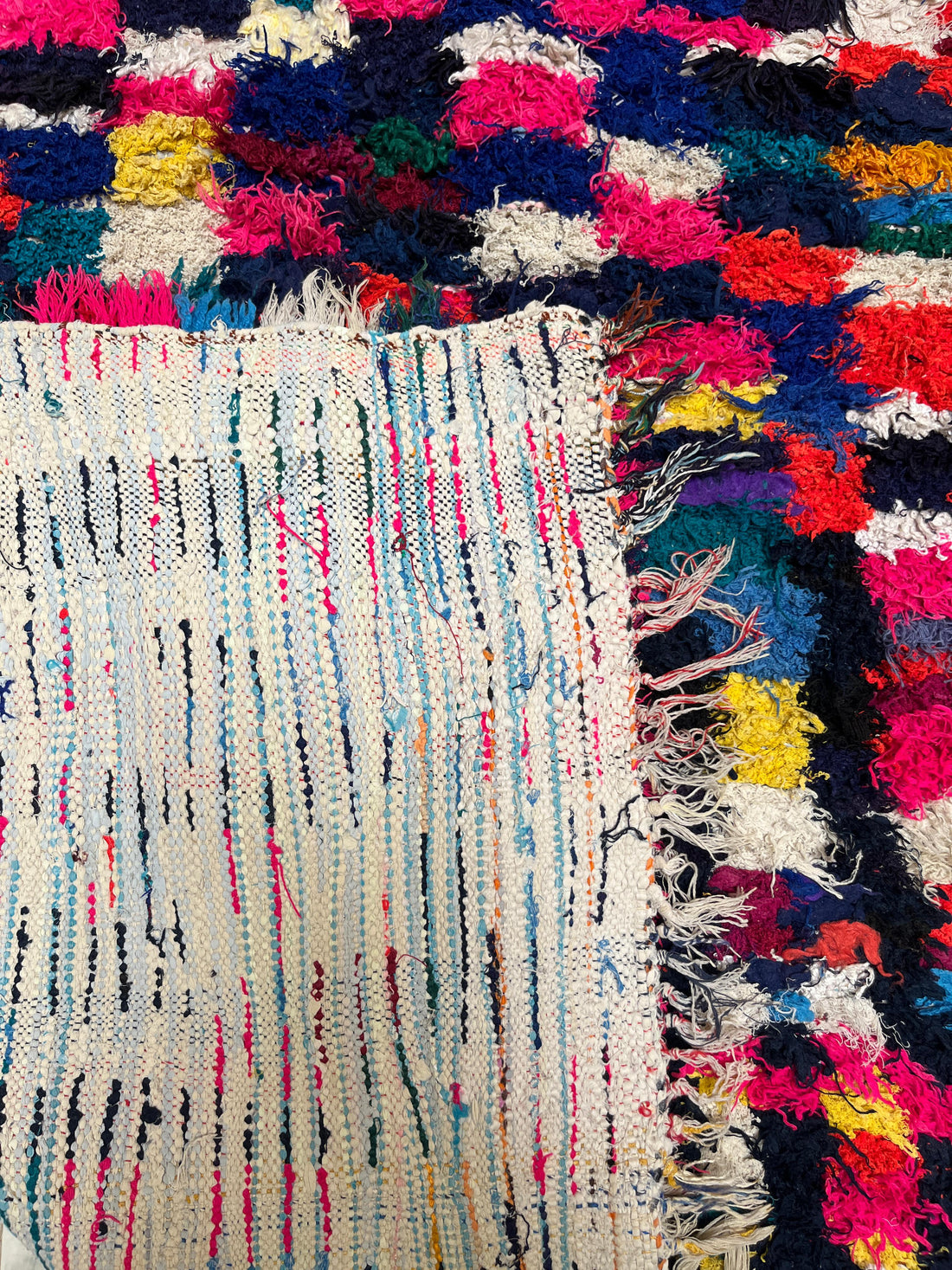Vibrant Boucherouite Colorful Rug - Handwoven Moroccan Rag Rug - 7 x 5 ft