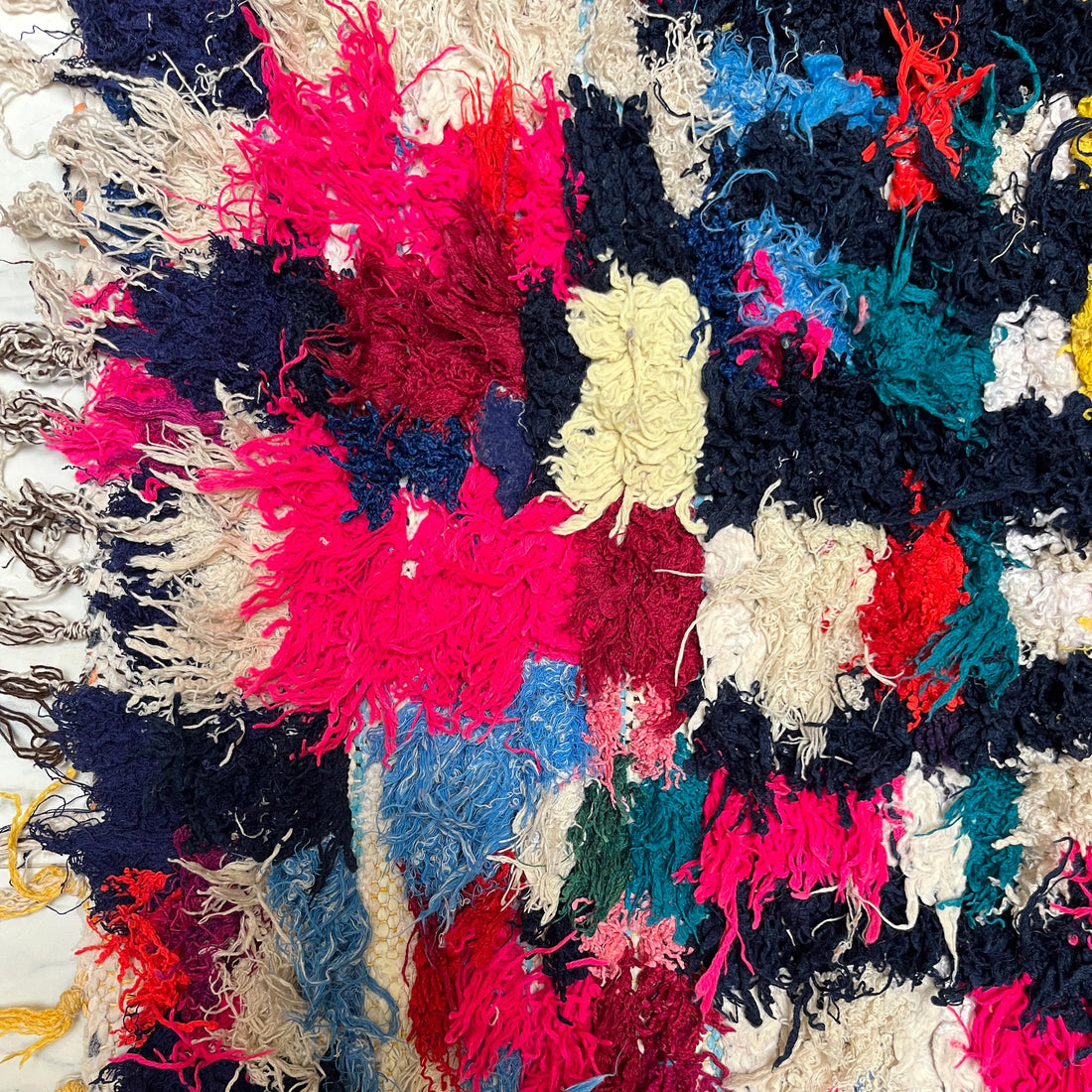 Vibrant Boucherouite Colorful Rug - Handwoven Moroccan Rag Rug - 7 x 5 ft