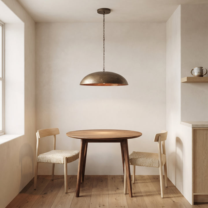 Hammered Brass Dome Ceiling Light