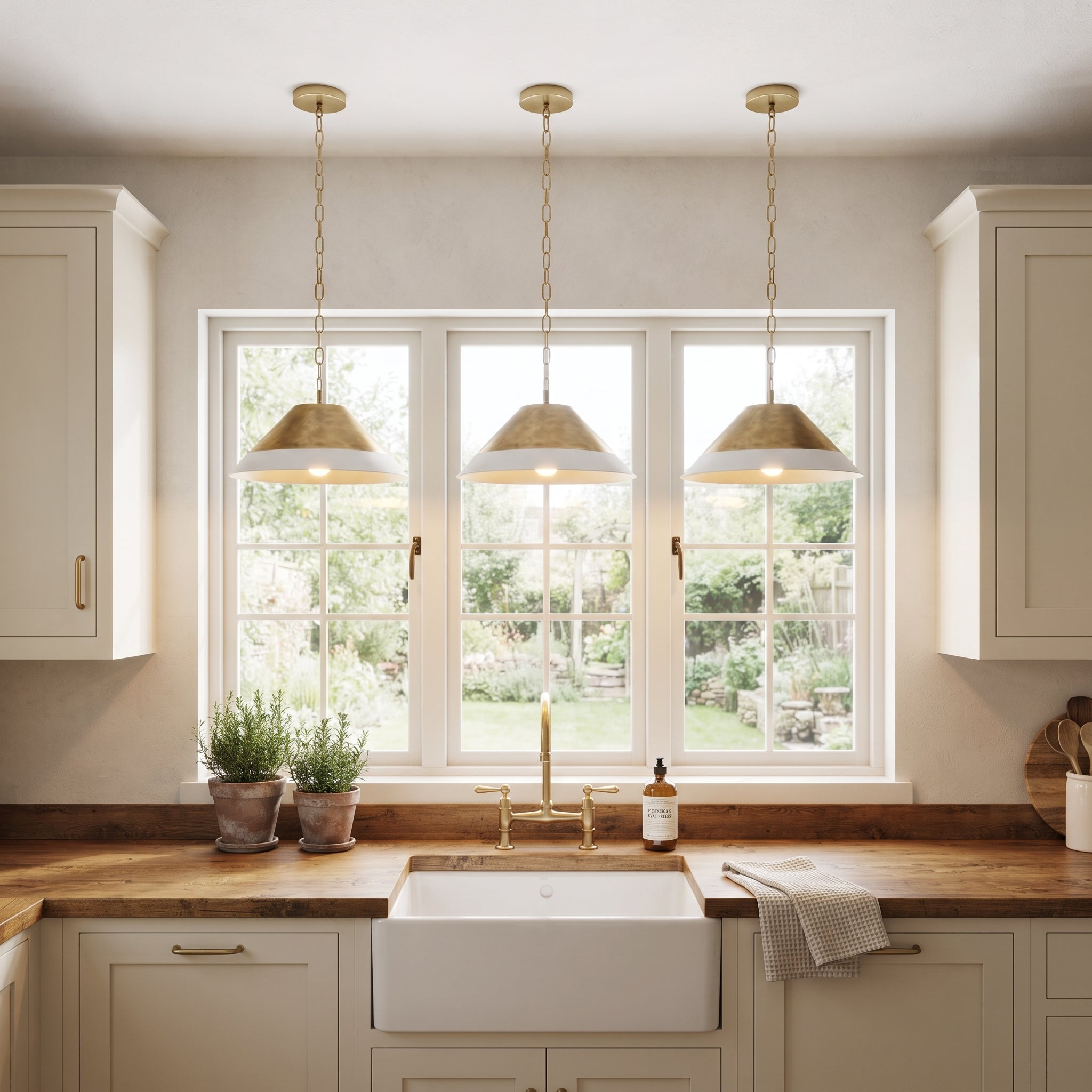 Two-Tone Handmade Brass Dome Pendant Light