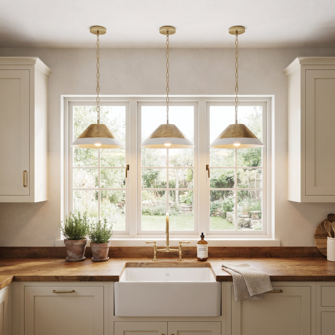 Two-Tone Handmade Brass Dome Pendant Light