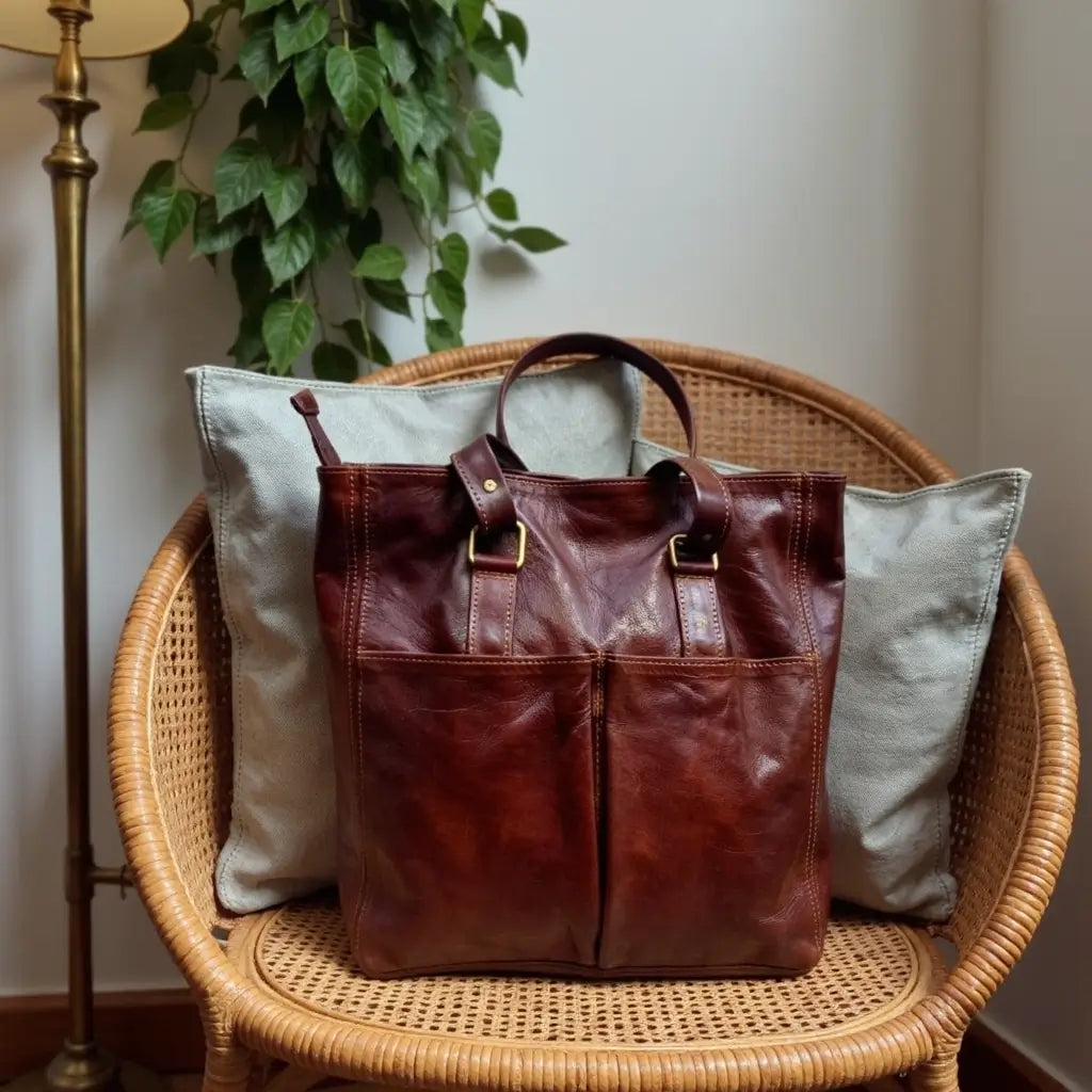 Large Leather Tote Bag – Handmade Everyday Work Bag