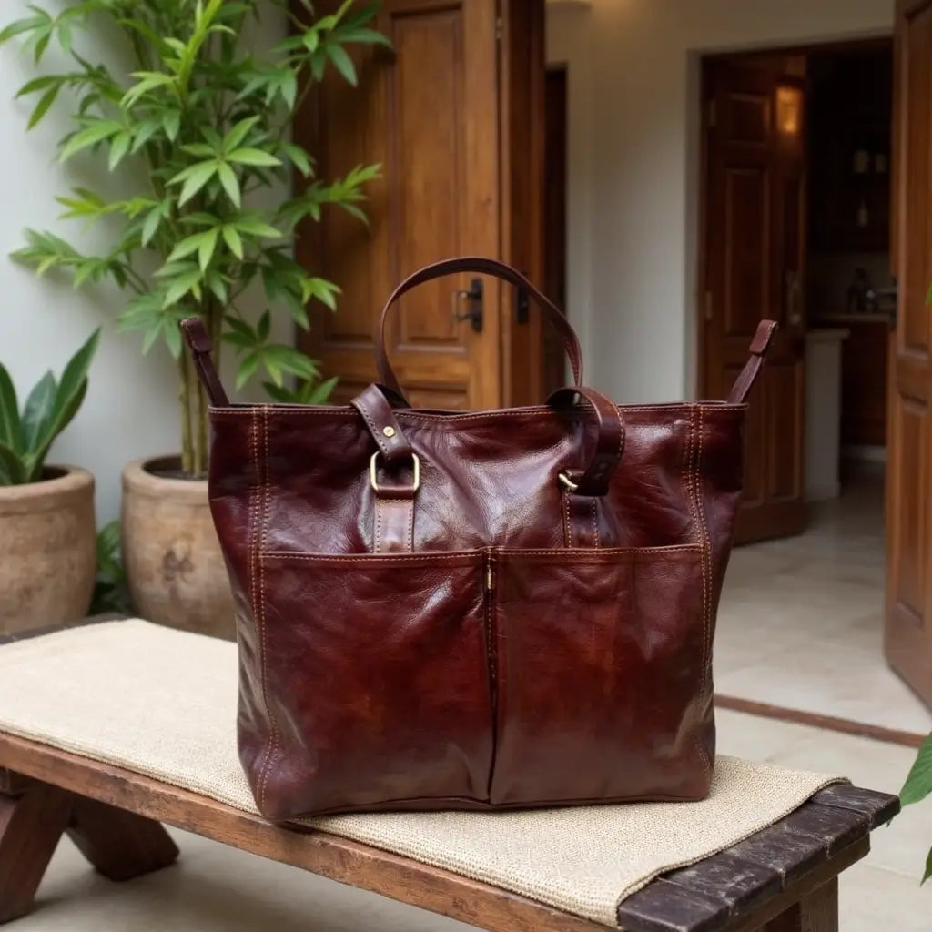 Large Leather Tote Bag – Handmade Everyday Work Bag