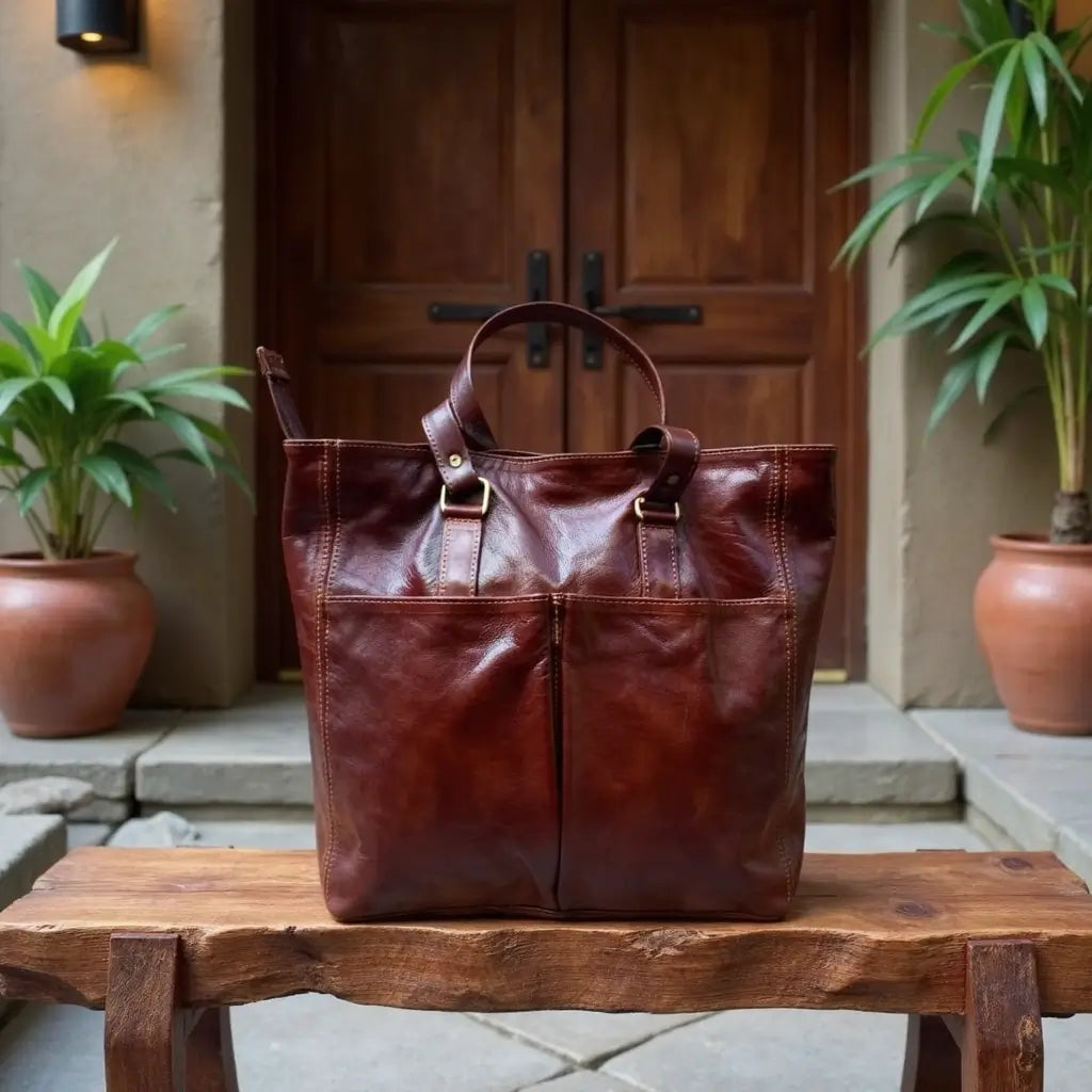 Large Leather Tote Bag – Handmade Everyday Work Bag
