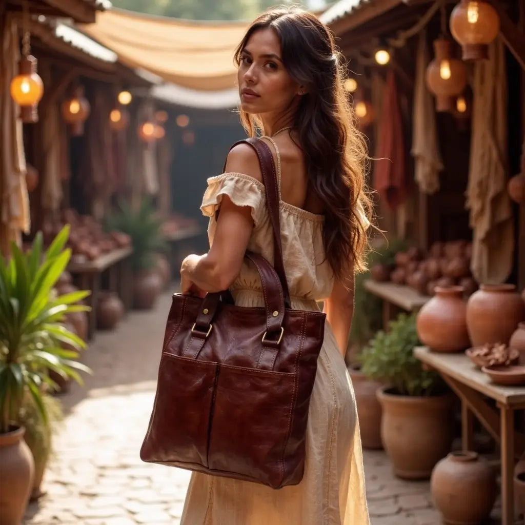 Large Leather Tote Bag – Handmade Everyday Work Bag