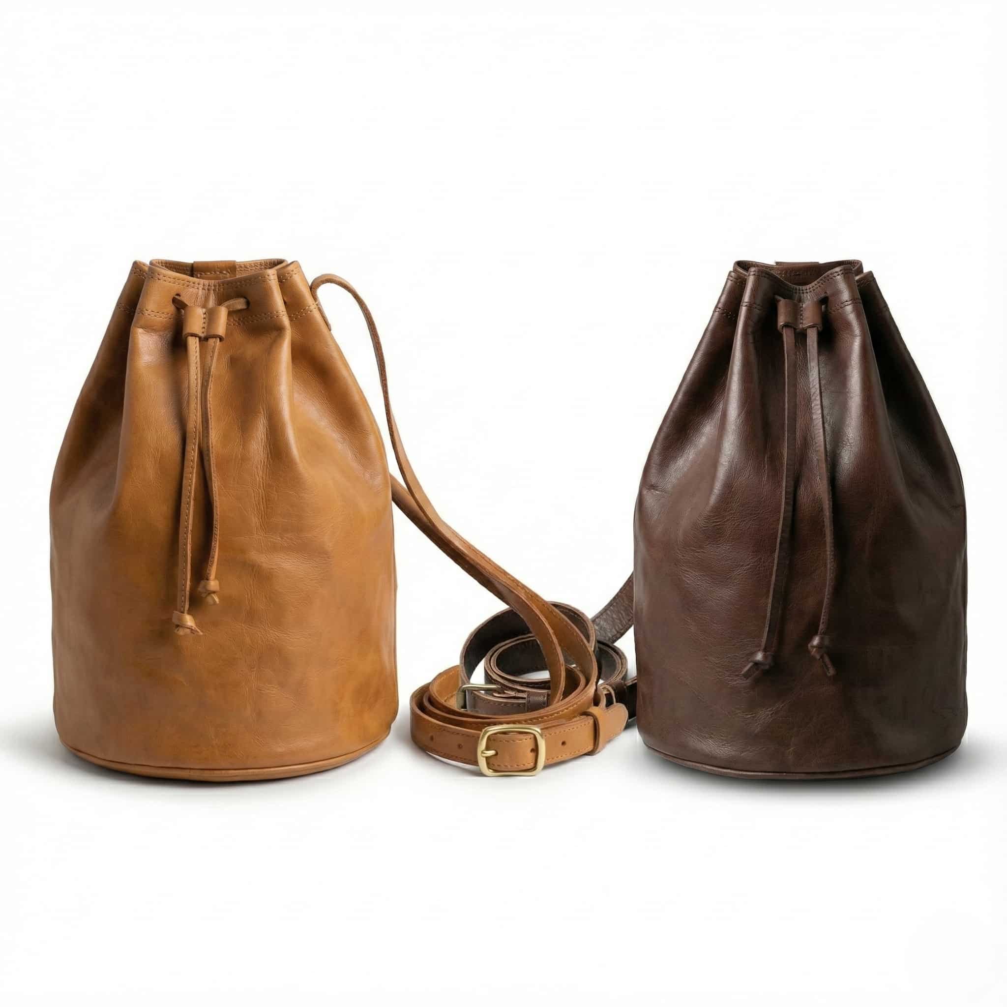 Minimalist Leather Bucket Bag – Handmade Crossbody Bag