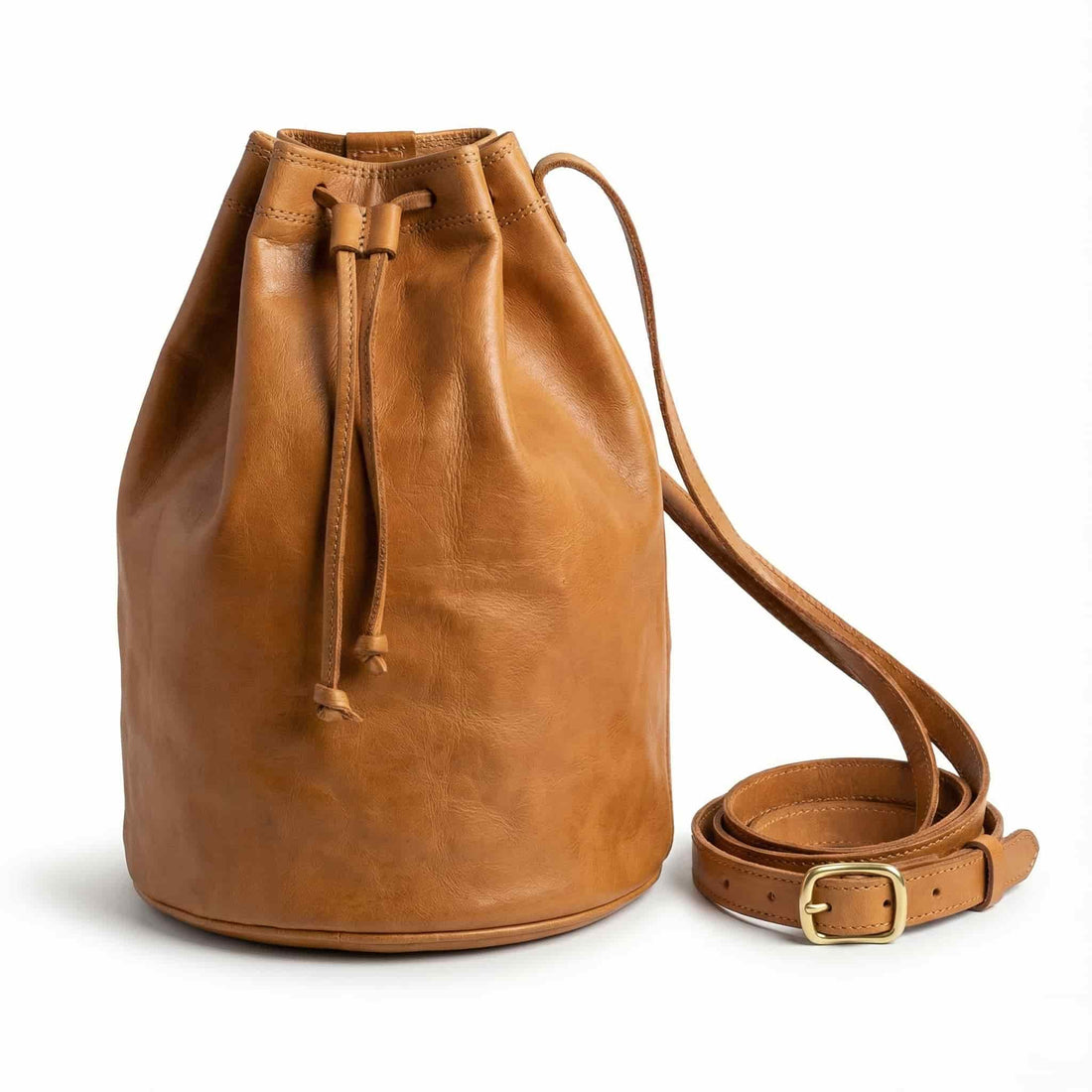 Minimalist Leather Bucket Bag – Handmade Crossbody Bag