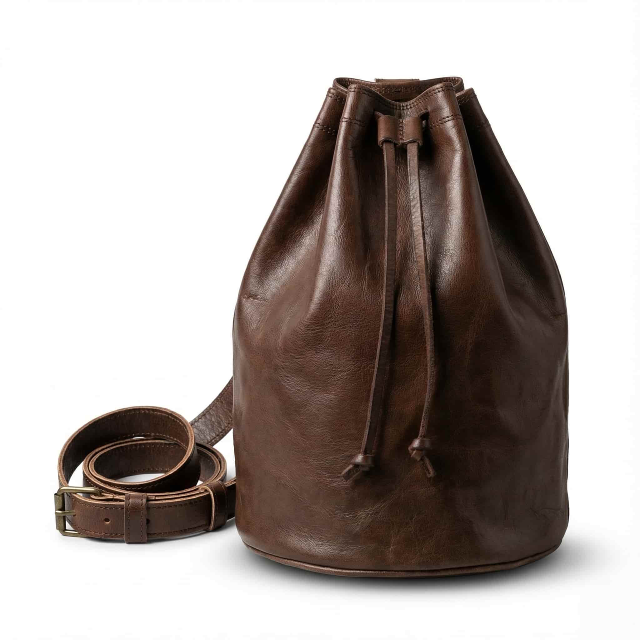 Minimalist Leather Bucket Bag – Handmade Crossbody Bag