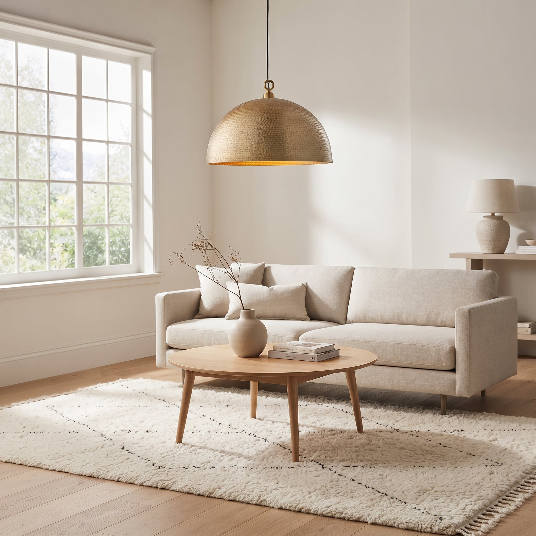 Hammered Brass Dome Pendant Light