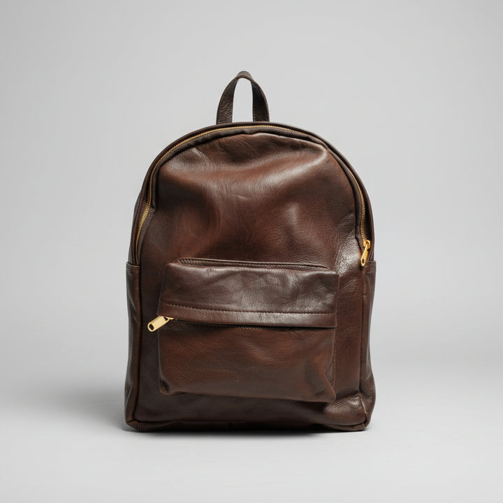 Minimalist Leather Backpack – Handmade Everyday Brown Bag
