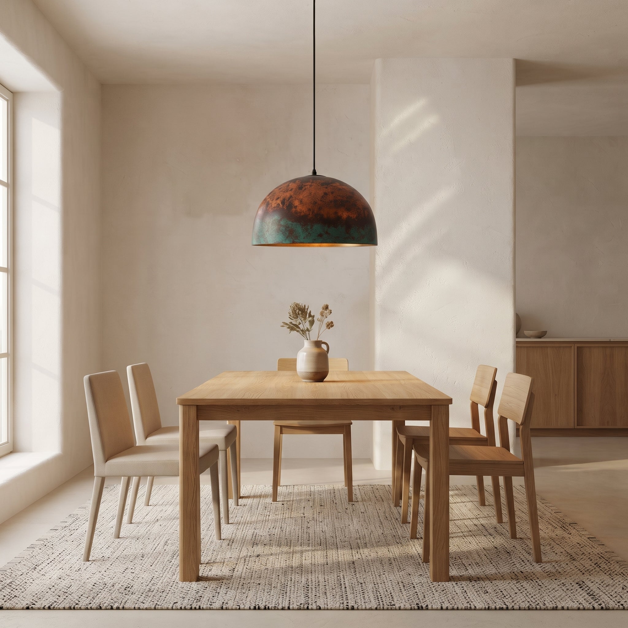 Oxidized Copper Dome Pendant Light