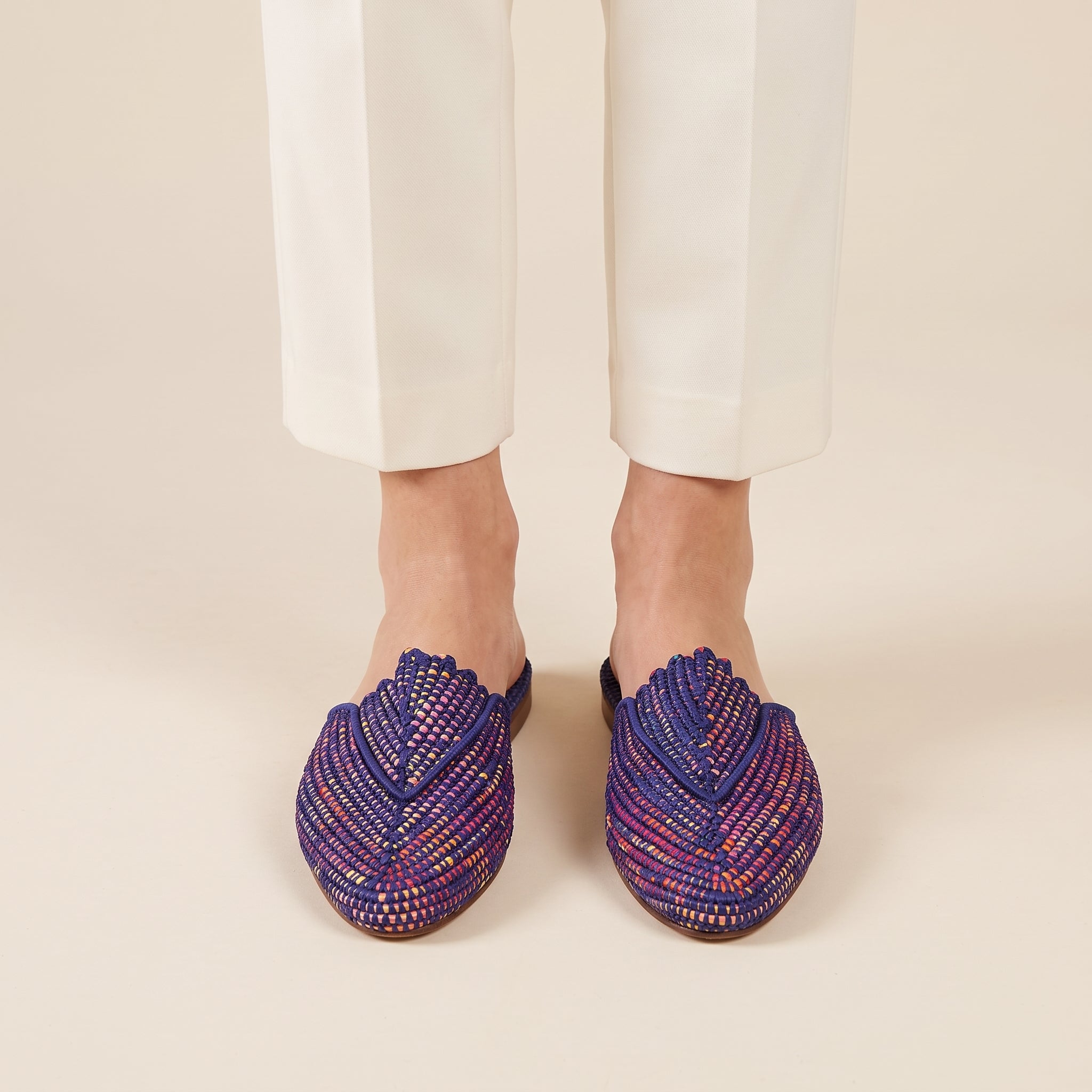 Raffia Sandal Mules with Leather Lining
