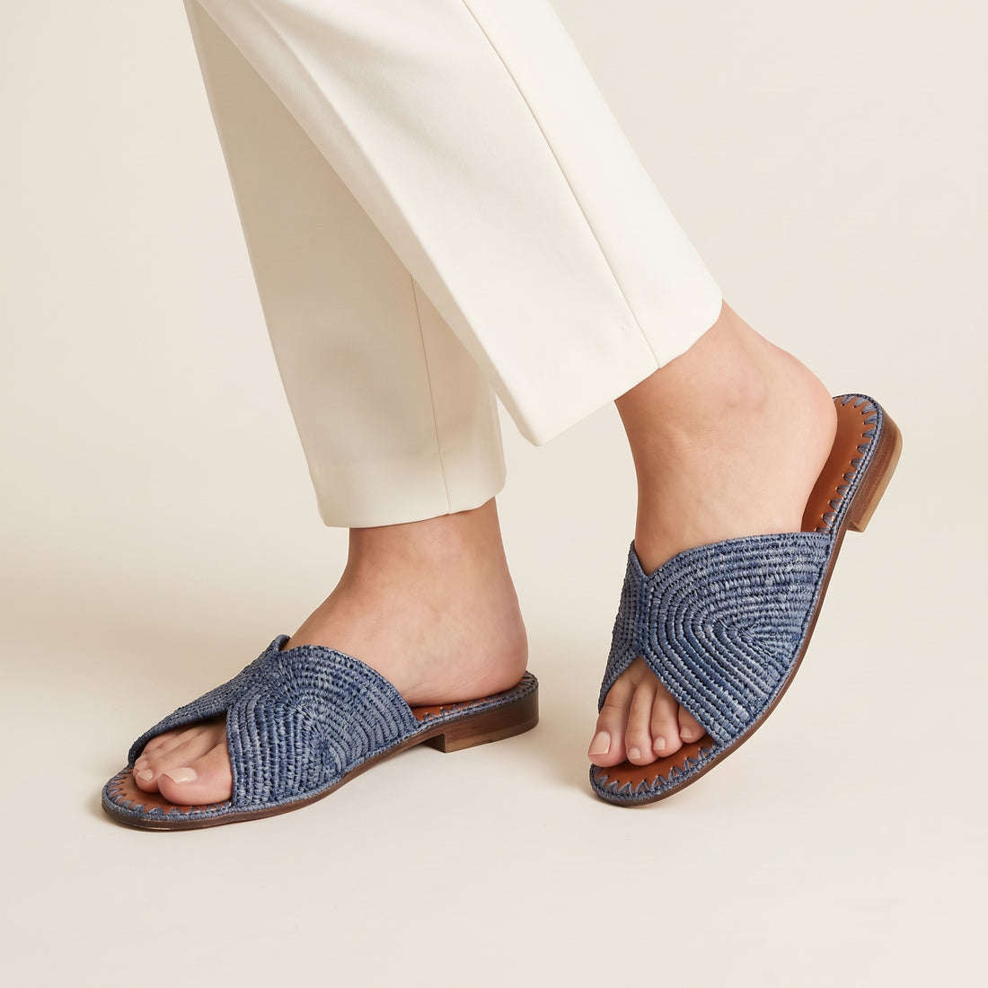 Handmade Raffia Slide Sandals for Women
