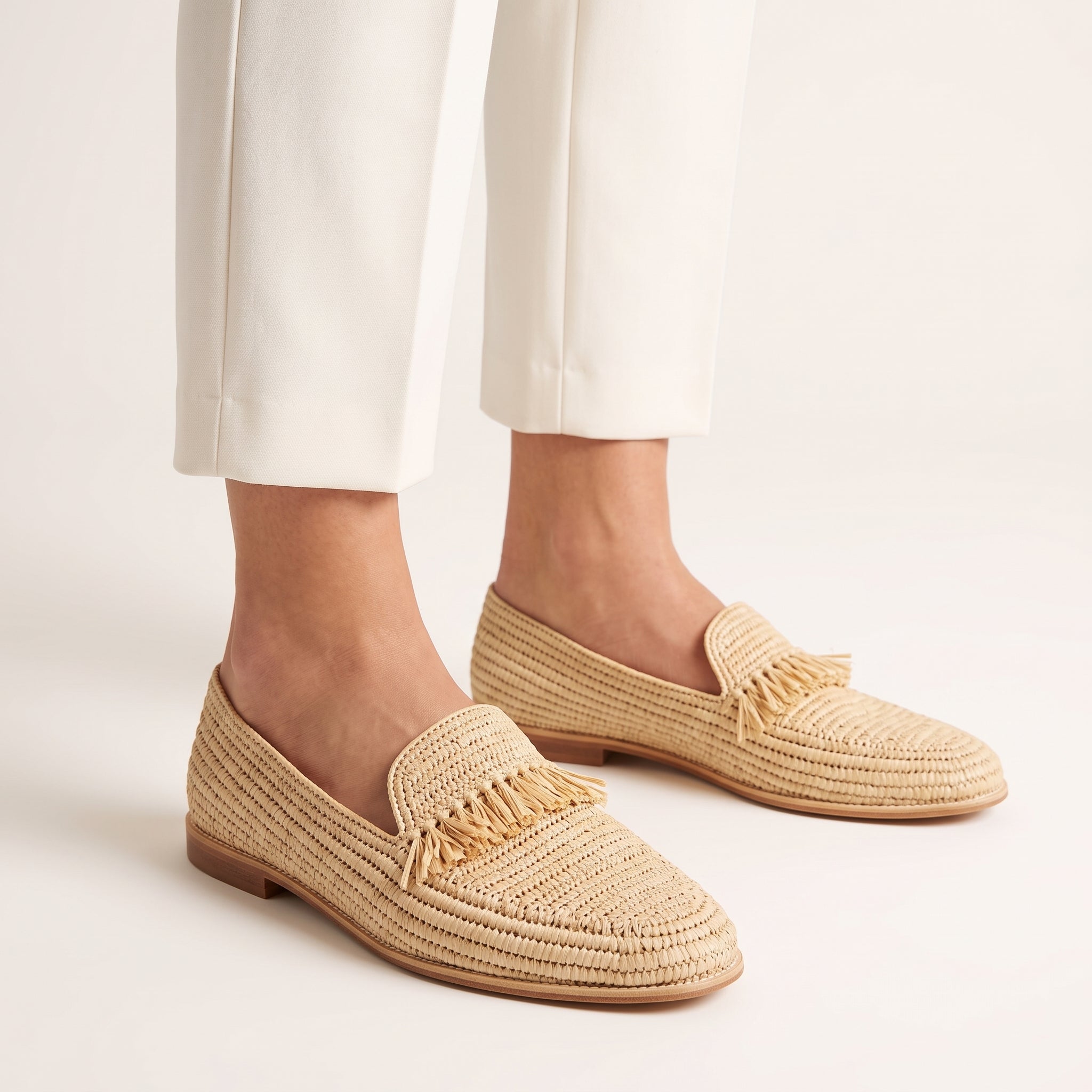 Handmade Raffia Oxford Shoes for Women